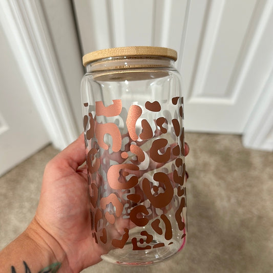 Rose Gold Leopard Print Libby Glass