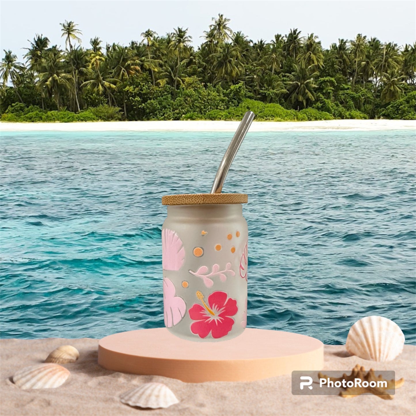 Hibiscus & Monstera Leaves Mini Frosted Tumbler