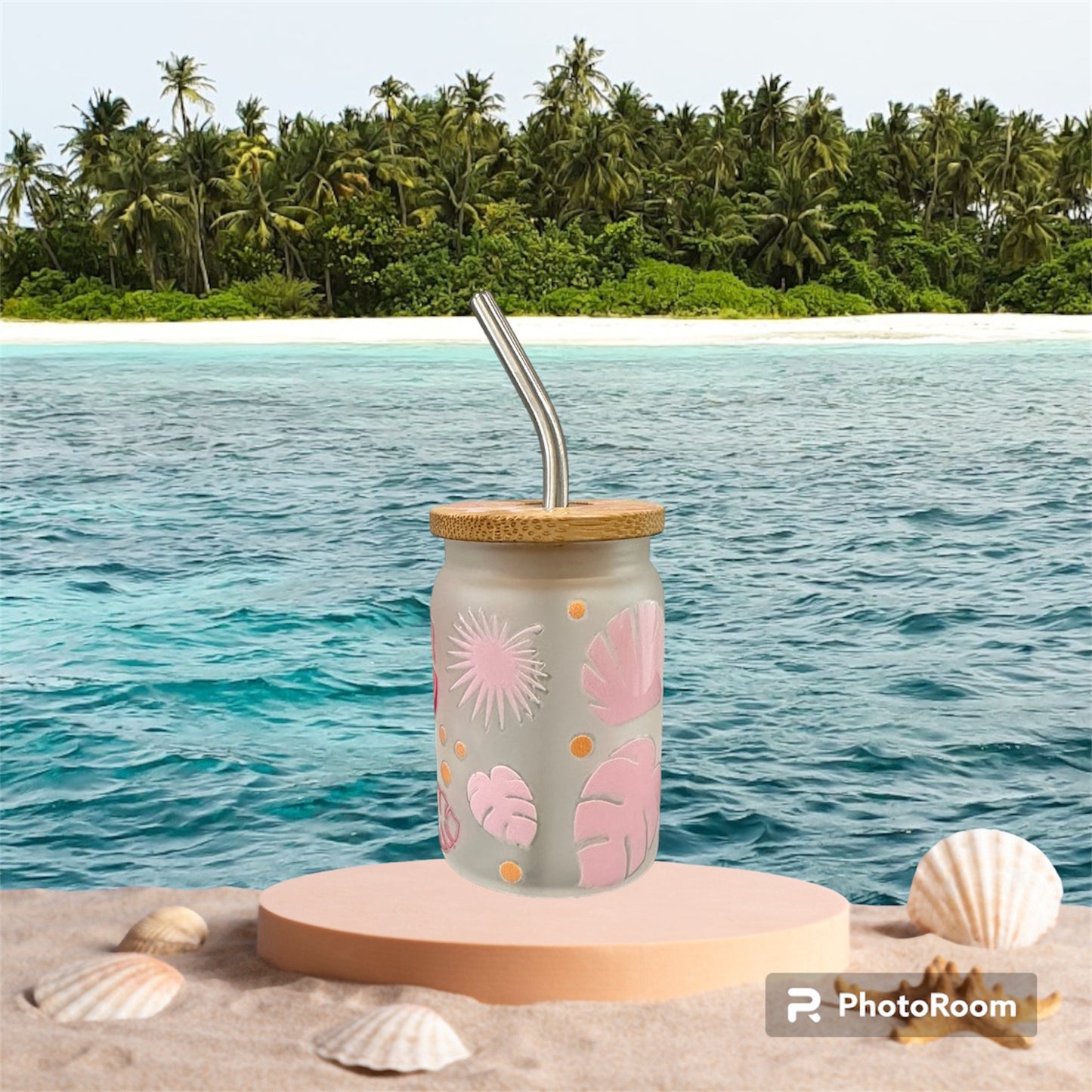 Hibiscus & Monstera Leaves Mini Frosted Tumbler