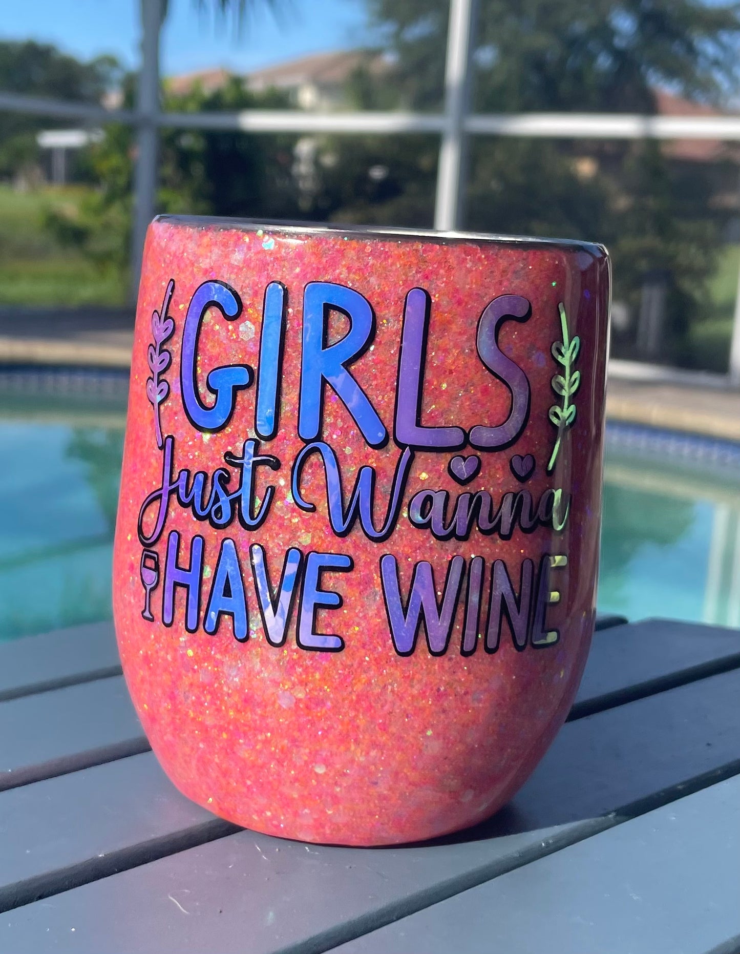 Girls Just Wanna Have Wine Ready to Personalized & Ship 12 oz Wine Tumbler